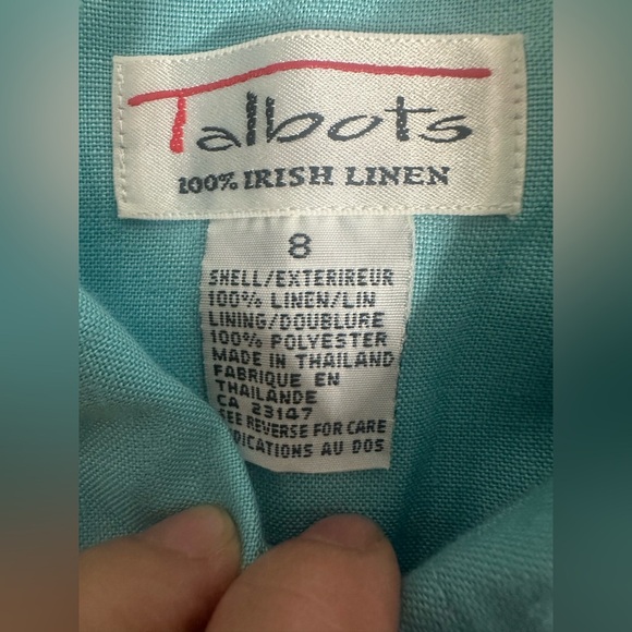Talbots Turquoise Sleeveless Midi Irish Linen Dress size 8 - Picture 4 of 8